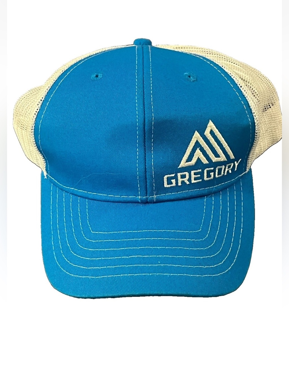 Gregory Trucker Hat Turquoise Aqua Blue and White Mesh Back Cap